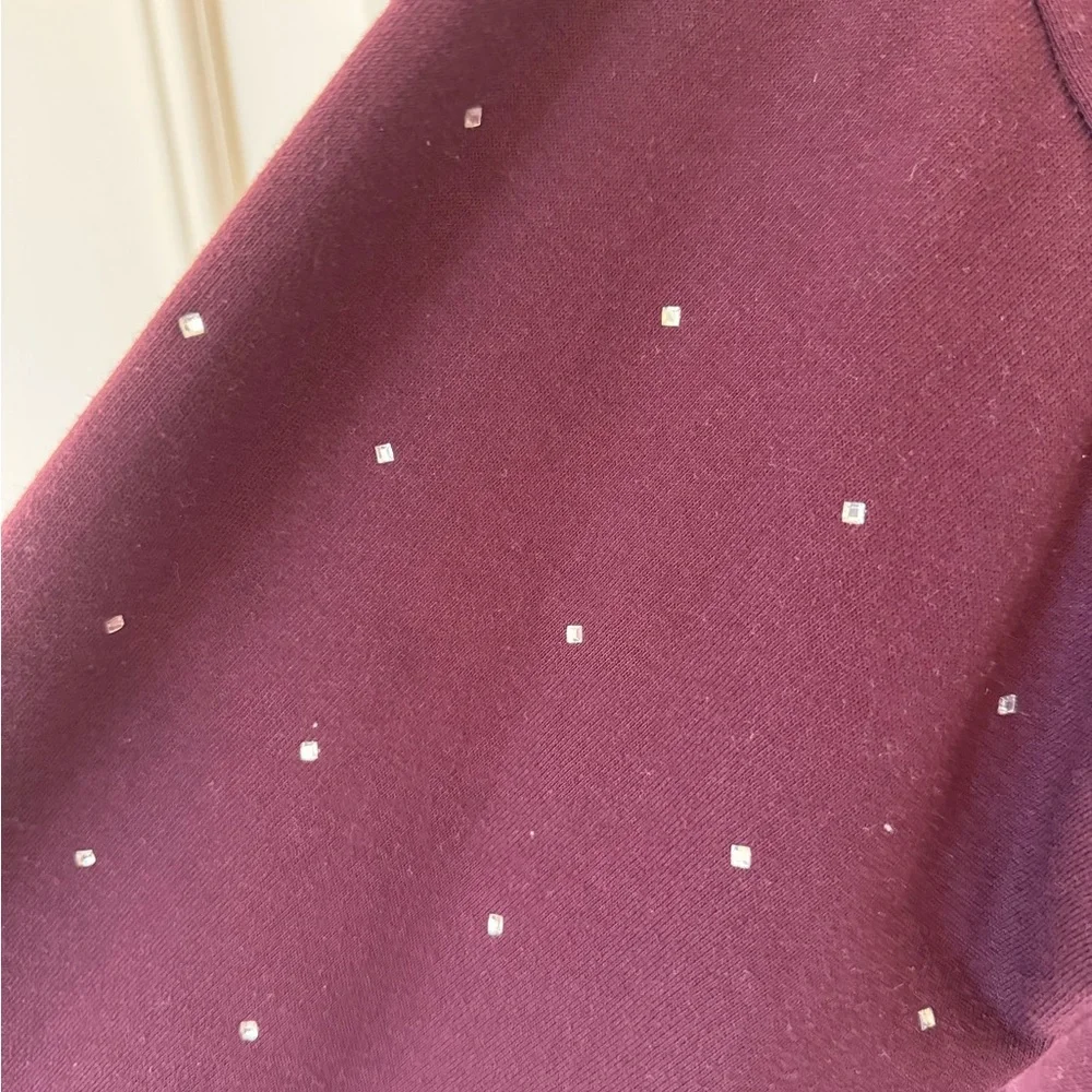 Like NEW Burgundy Sweater with rhinestones - Picture 4 of 6